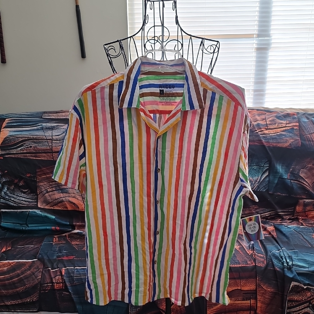 Rainbow Unisex Button Down Shirt Pride From Target In Size Large